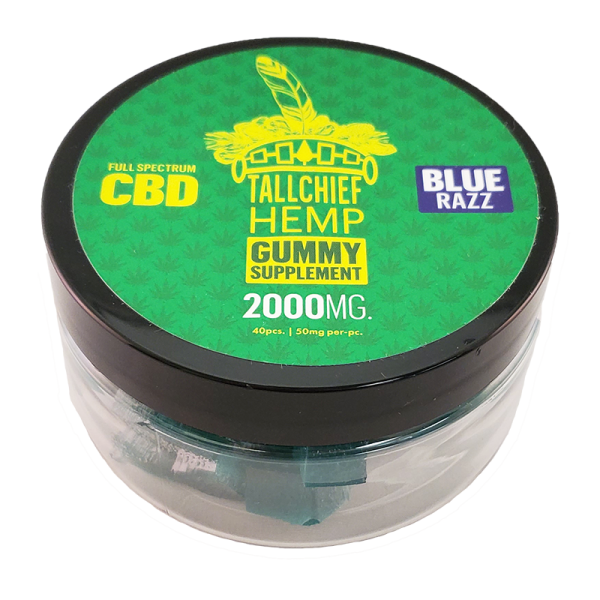 Full Spectrum Blue Razz CBD Gummies, 2000mg - Tallchief Hemp