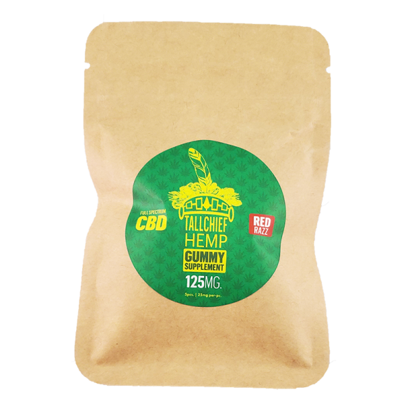 Tallchief Hemp Red Razz CBD Gummies 5-Pack, 125mg